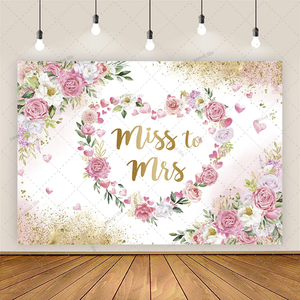 ملكة جمال إلى السيدة الزفاف دش خلفية روز الزهور ديكور الزفاف العروس ليكون خلفية التصوير الفوتوغرافي