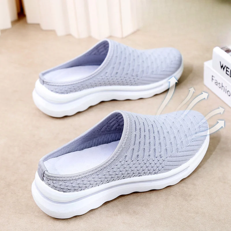 Half Mug Sports Casual Shoes Women Breathable Mesh Shoes Summer New Style Soft Soled Old Beijing Cloth Shoes