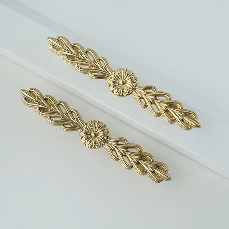 Solid Brass Cabinet Handles Home Drawer Knobs Gold Bedroom Wardrobe Pulls Home Decor Furniture Hardware