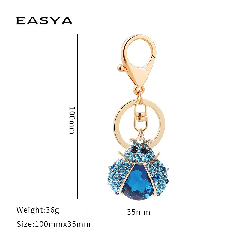 EASYA New Arrival Crystal Insect Shape Chaveiro Keychain Cute Sparkling Metal Key Ring Holder Accessories For Women Girls Bag