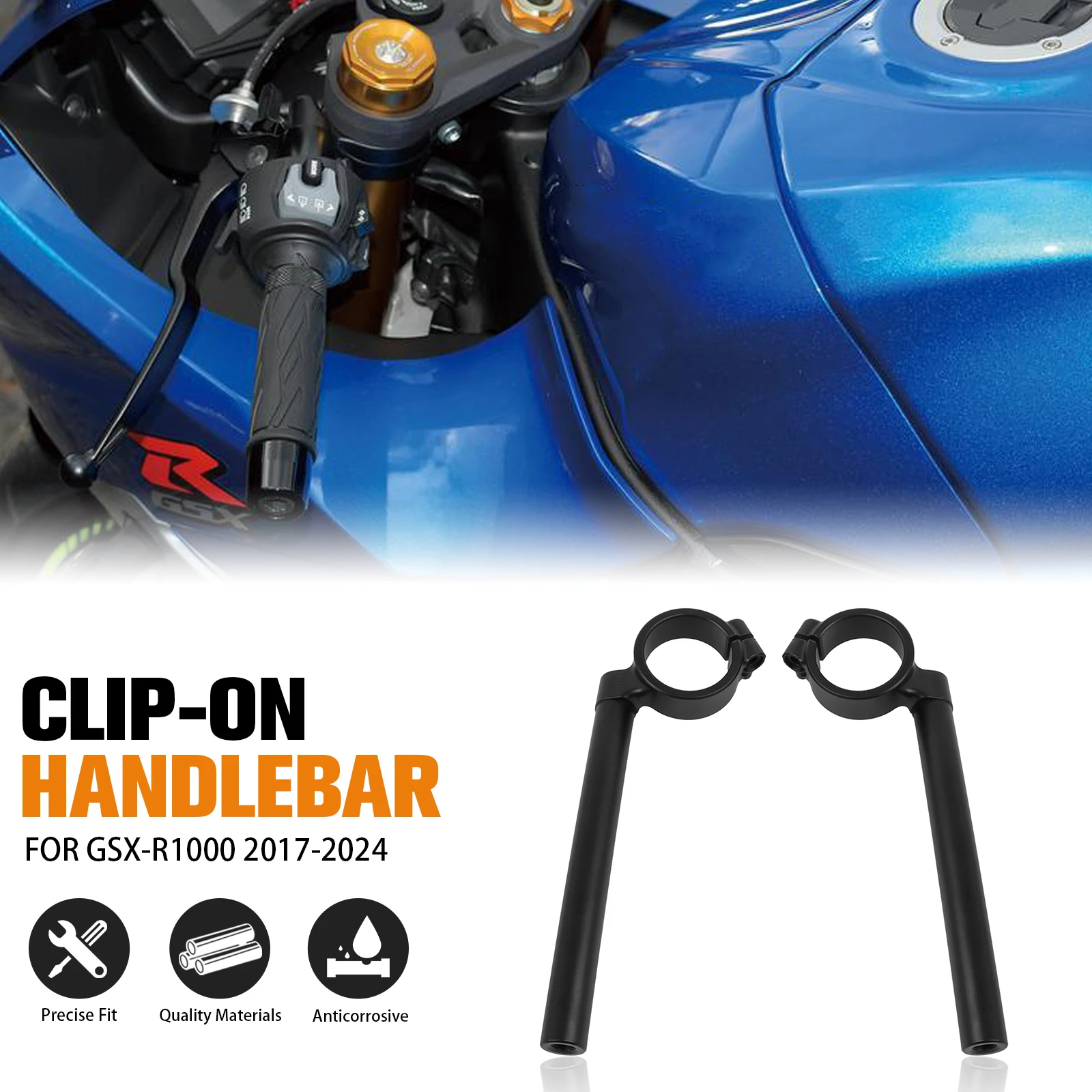 Motorcycle Clipon Handlebar For Suzuki GSXR1000 GSX-R1000 GSXR 1000 2017-2024 Aluminum Clip On Handlebars Fork Tube Handle Bars