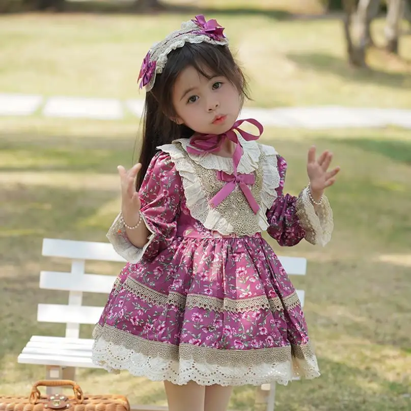 

Baby Clothes Spanish Retro Princess Ball Gown Bow Lace Long Sleeve Design Birthday Party Easter Eid Girls Lolita Dresses A2548