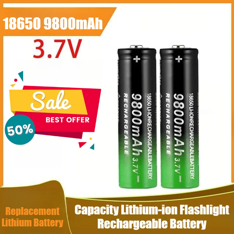 

18650 Rechargeable Battery 3.7V 18650 9800mAh Capacity Lithium-ion Flashlight Rechargeable Battery