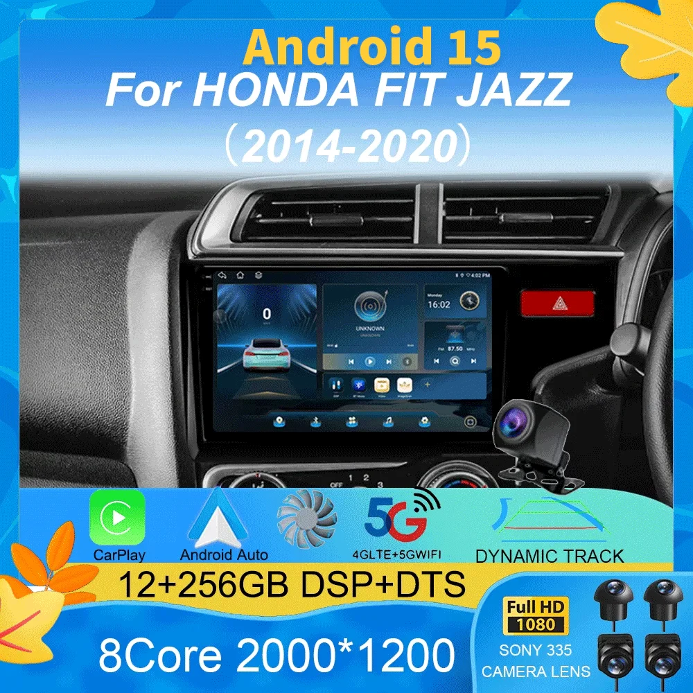 

Android 15 Carplay Auto 2K Screen Multimedia Car Radio Player For HONDA FIT JAZZ 2014-2020 DSP 2din Autoradio Stereo Head Unit