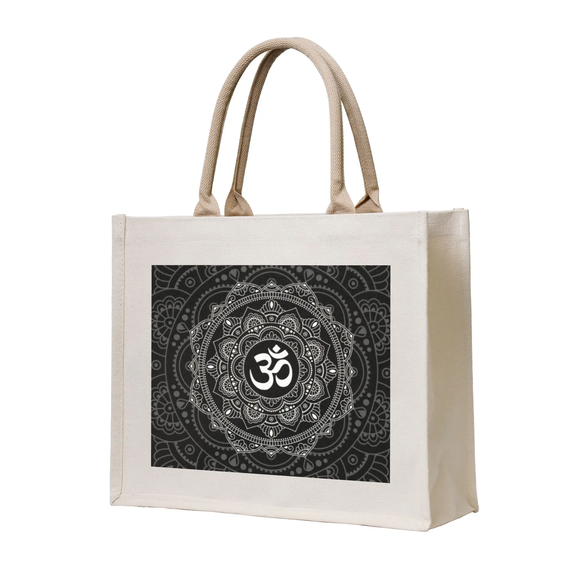 

Сумка для покупок Om Mandala Groceries, милая сумка-шоппер на плечо, портативная сумка большой вместимости, сумка для буддизма, аума, йоги и медитации