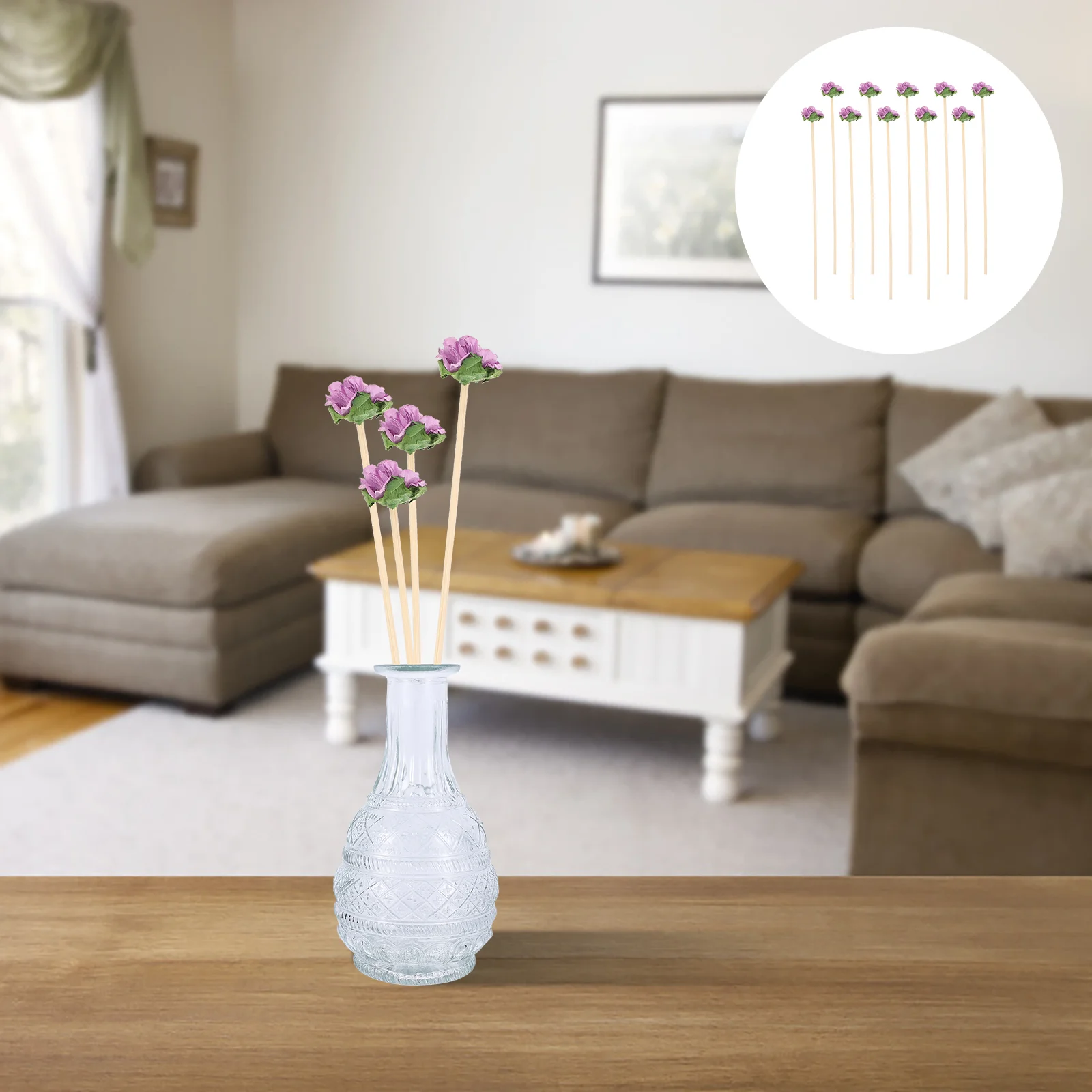 

10 Pcs Freshener Dried Flower Rattan Lavender Essential Oils Aroma Rattans Sticks Air Diffusers for Home