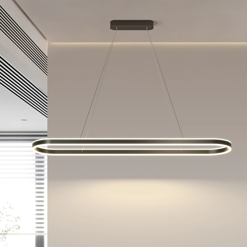 

Modern Simple Dinning Room Pendant Light Household Aluminum Oval Nordic Remote Control Bar Counter Living Room LED Pendant Light