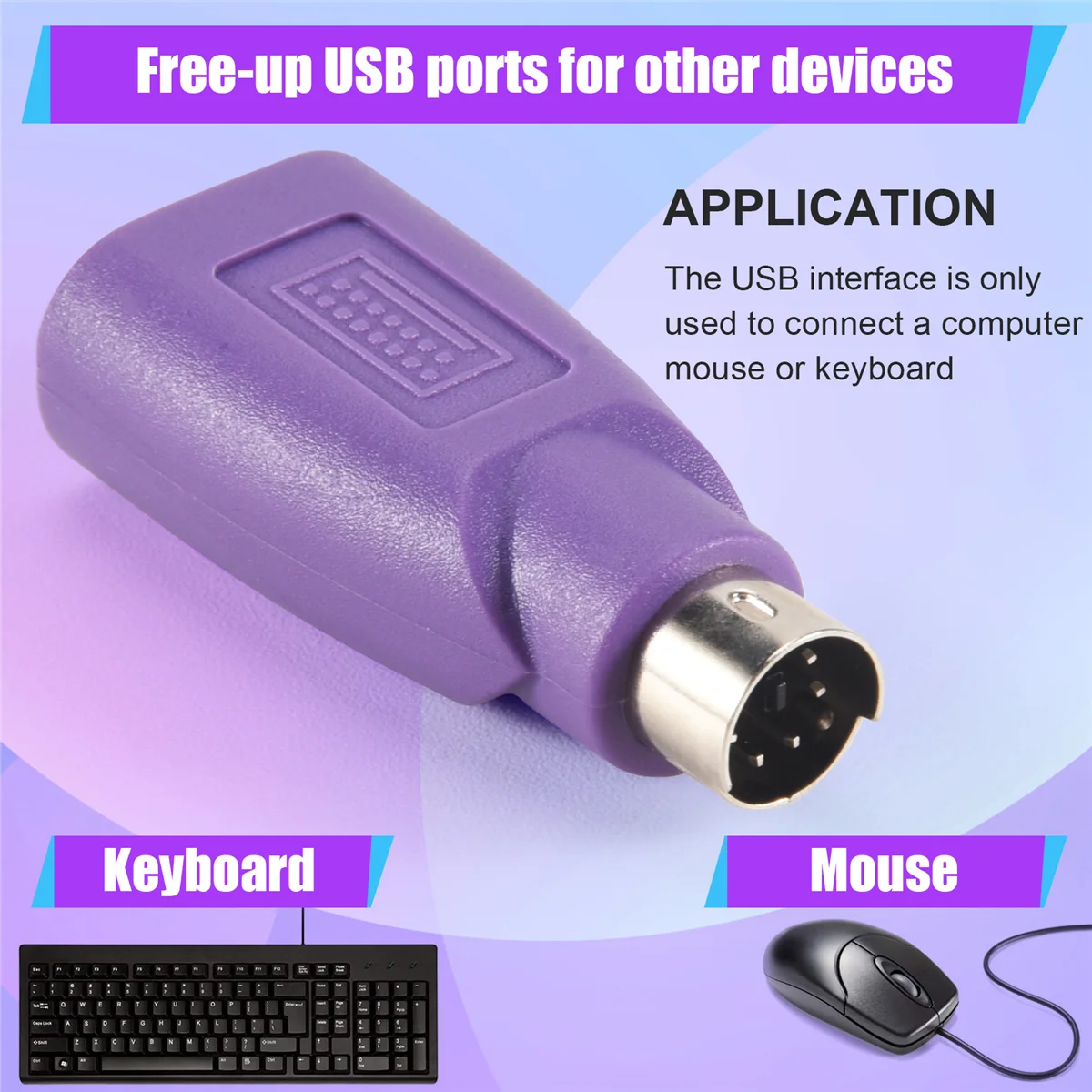 PS2 to USB Connector, Computer Mouse and Keyboard Mini Adapter, Mouse and Keyboard Converter DY