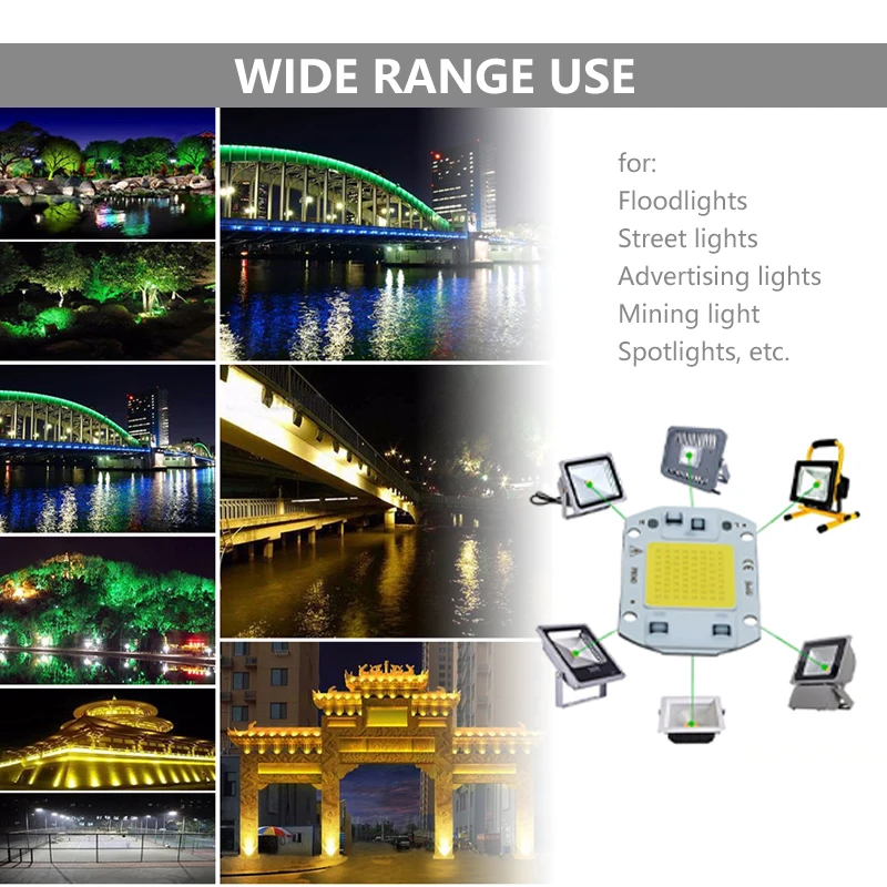 20W 30W 50W LED COB Chip Red Green Blue White AC 220V Smart IC No Need Driver For Flood Light Bulb Spotlight Landscape Lamp DIY