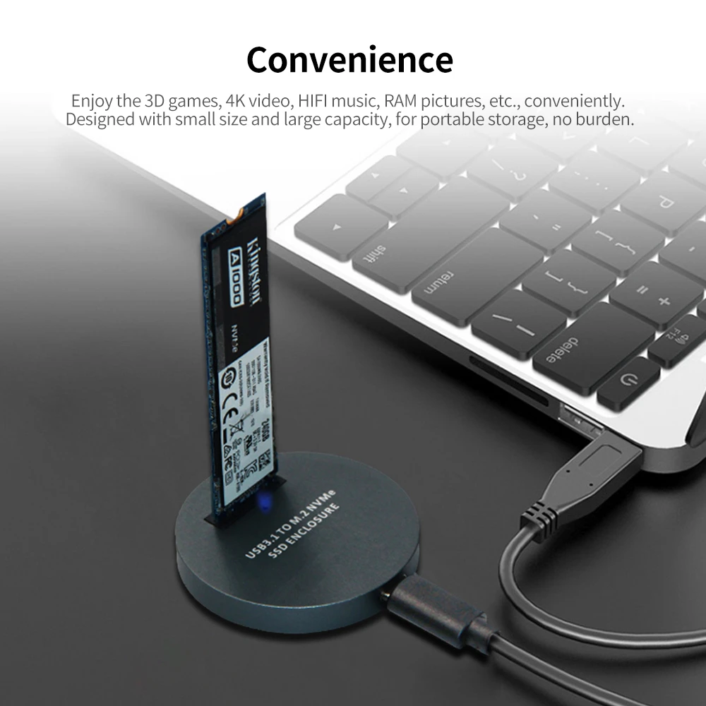 

LM914 M2 NVME SSD Adapter Aluminum USB3.1 Type C to PCI-E SSD M.2 External SSD Enclosure Mobile Adapter Box