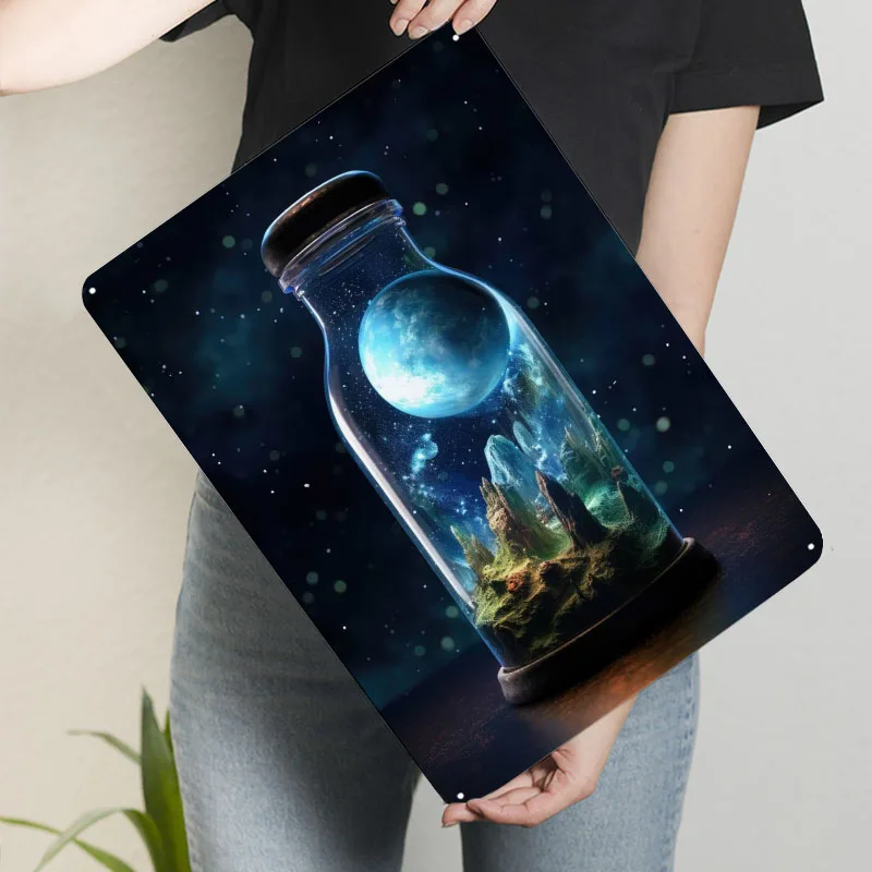 غالاكسي في زجاجة زجاجية علامات معدنية معركة الفضاء ملصق لوحات مخصصة صفيح تسجيل ل جدار الفن الديكور فن الجداريات الرجعية #3