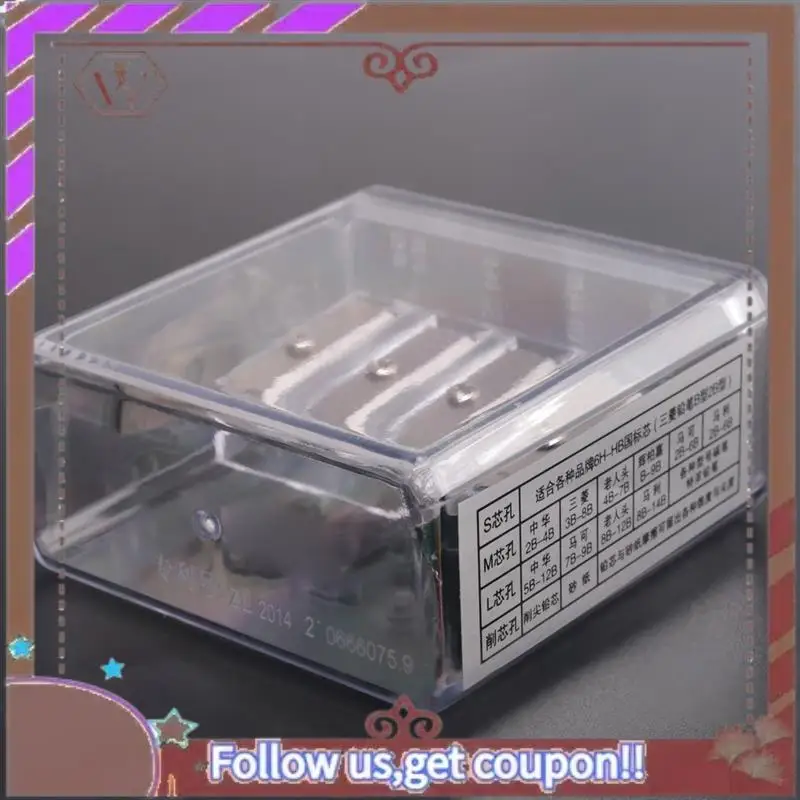 ABBG-2 قطعة مبراة أقلام نجار نقطة طويلة مبراة أقلام رصاص يدوية مع غطاء بلاستيكي 4 ثقوب مبراة أقلام رصاص محمولة