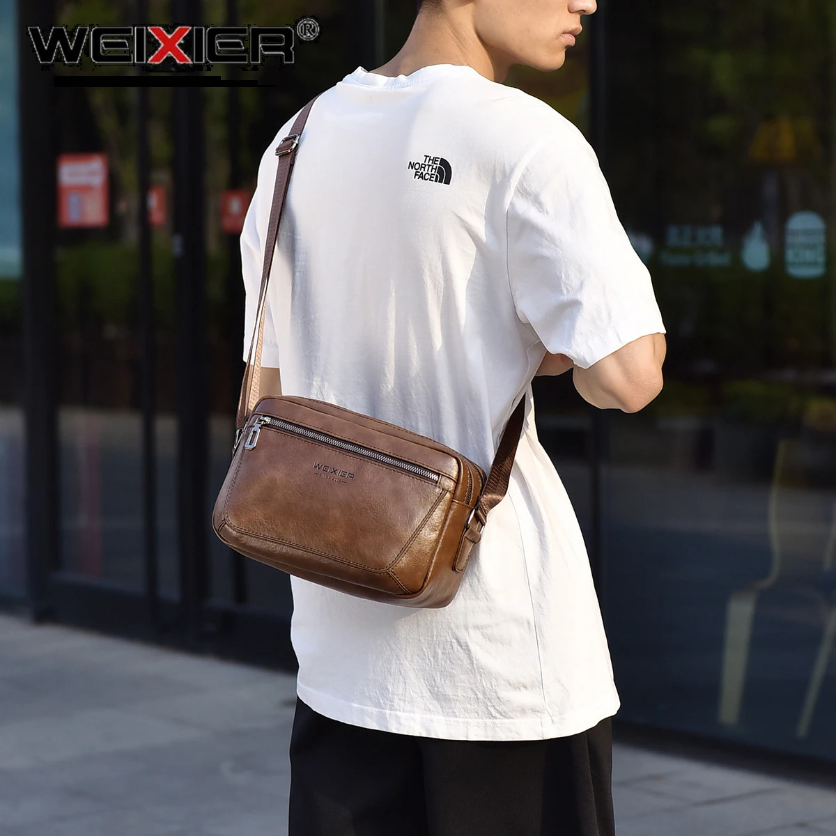 WEIXIER Retro Business Men Crossbody Bags High Capacity Leisure Messenger Bags Brand PU Material Waterproof Scratch Resistant