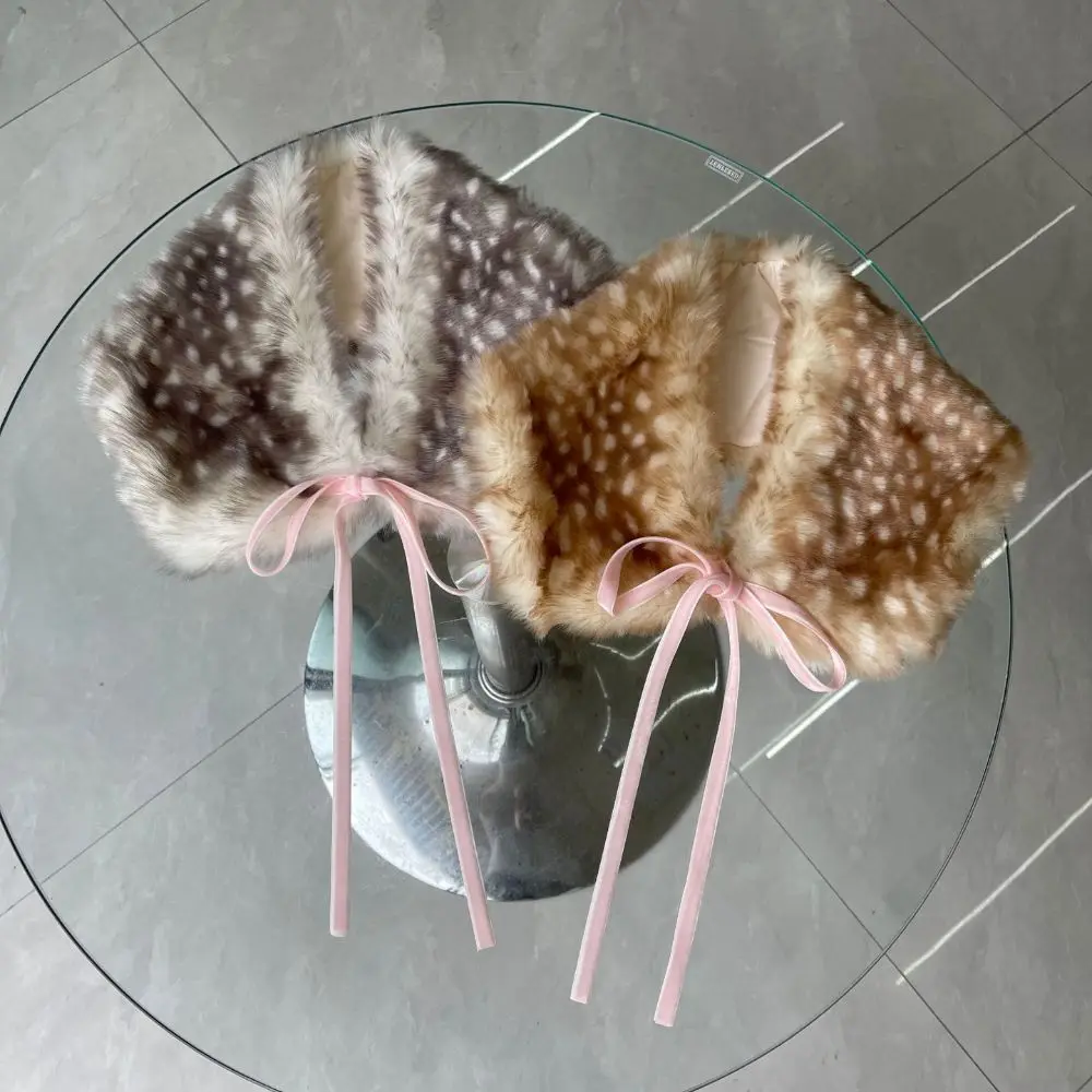 Thick Deer Pattern Faux Fur Scarf Warm Leg Cover Cross-tie Scarf Luxury Thermal Cozy Skin Friendly Mink Fur Fake Collar