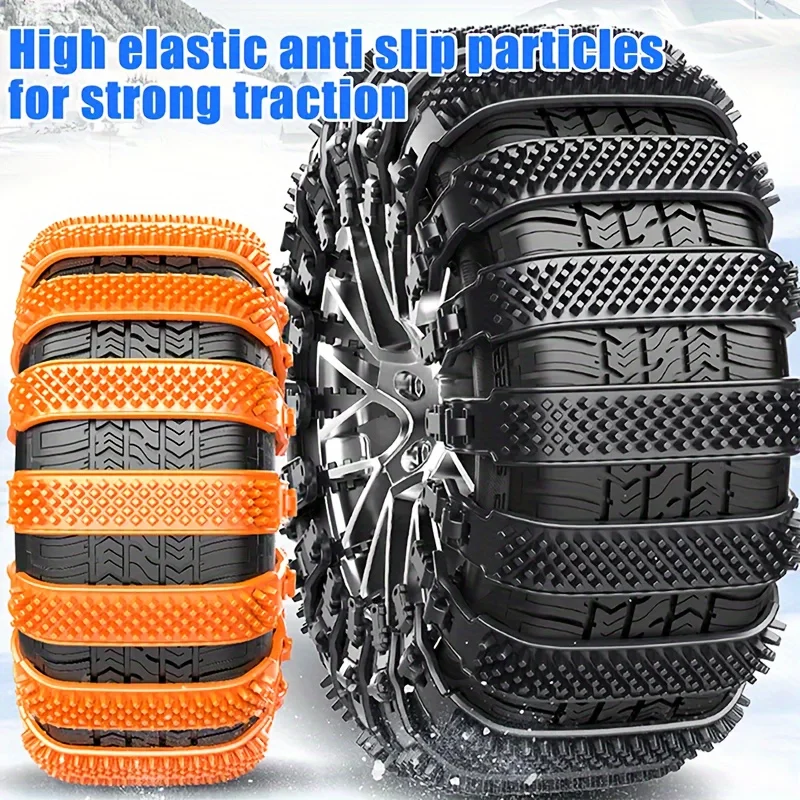 5 Adjustable Anti-ski Chains for Car TyresPolyamide Tyre Traction Chains for Snowy and Icy RoadsWinter Safety Traction Tracks