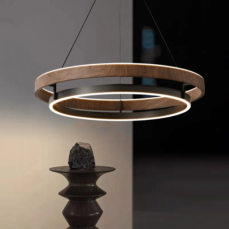 Italian Designer High-end LED Ceiling Chandelier Lamp Walnut Metal Pendant Light Home Decoration for Dinning Living Room Counter