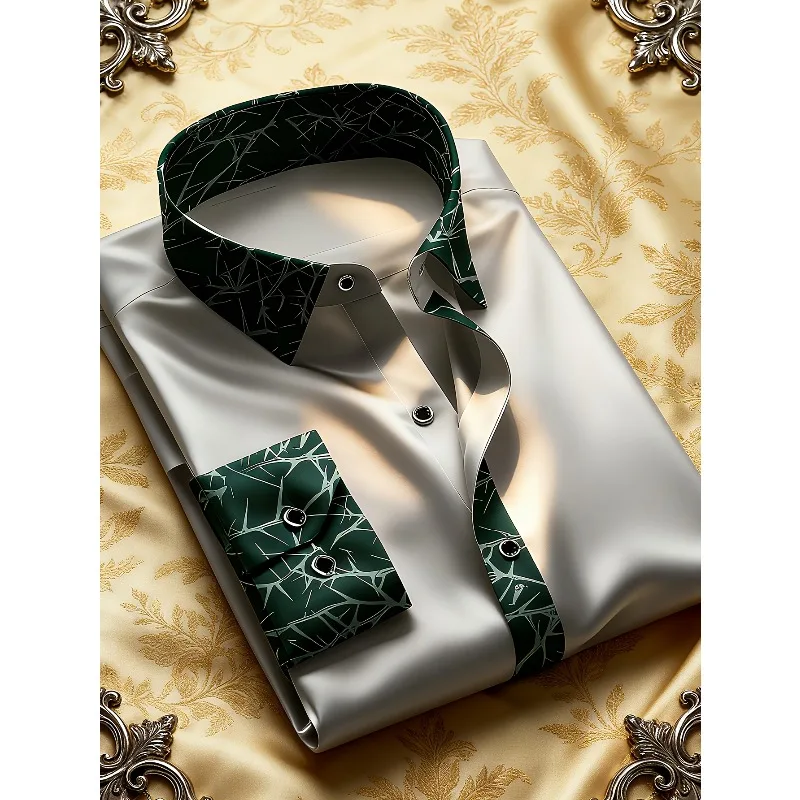 

FGKKS Мужская рубашка, Новое поступление, лоскутный смокинг с длинным рукавом, умные повседневные эластичные мужские деловые классические рубашки