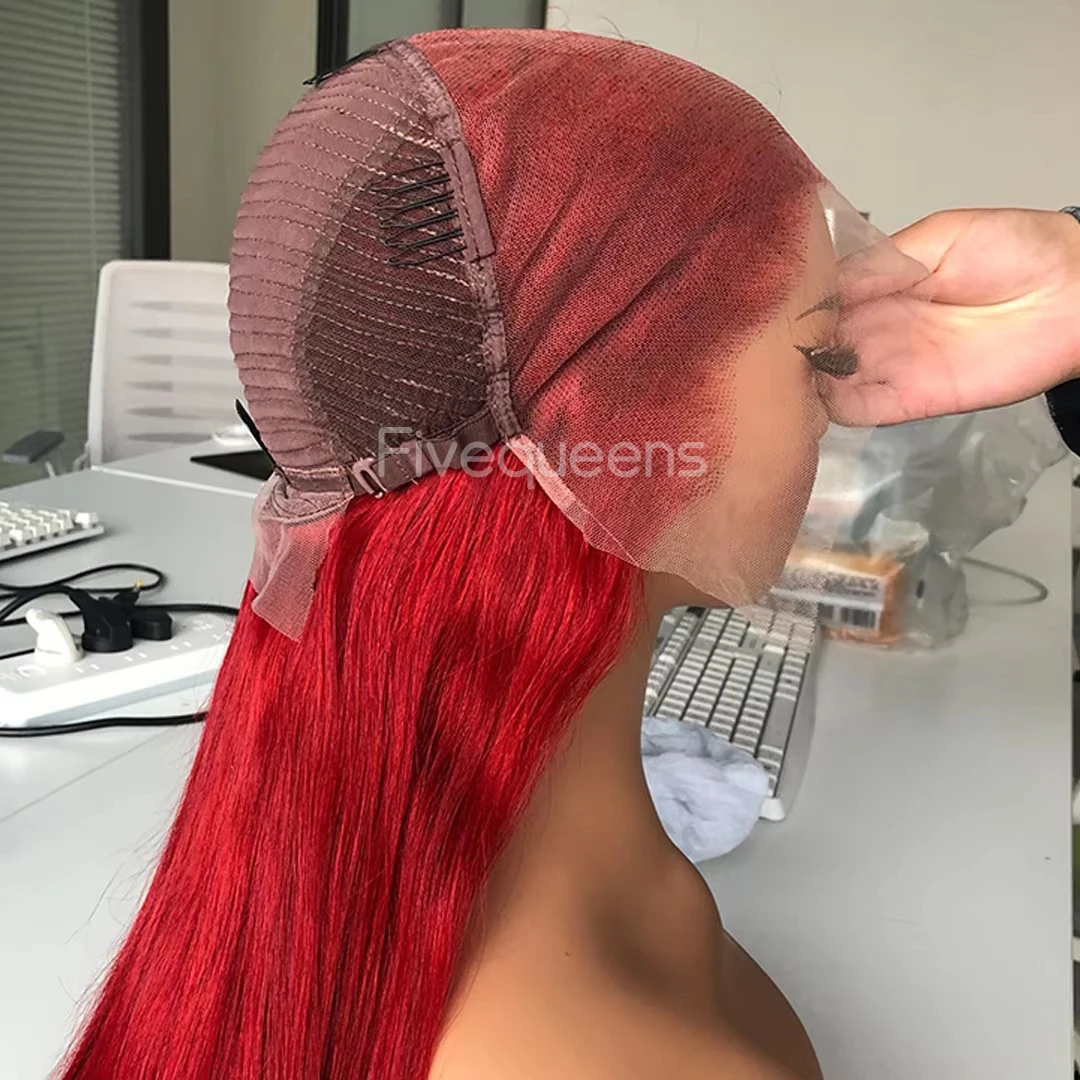 13X4 Red TP Lace Frontal Human Hair Wigs Red Colored Body Wave Lace Front Wig Burgundy Brazilian Hair Wigs For Women