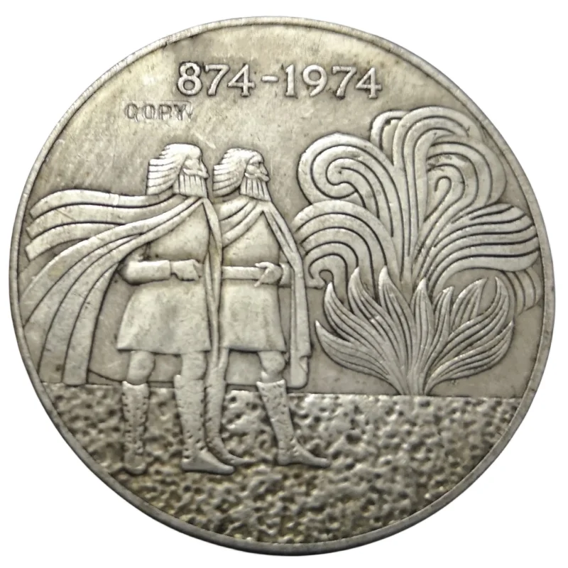 عملة نسخة مطلية بالفضة, تصميم كرونوس أيسلندية 1974 1000