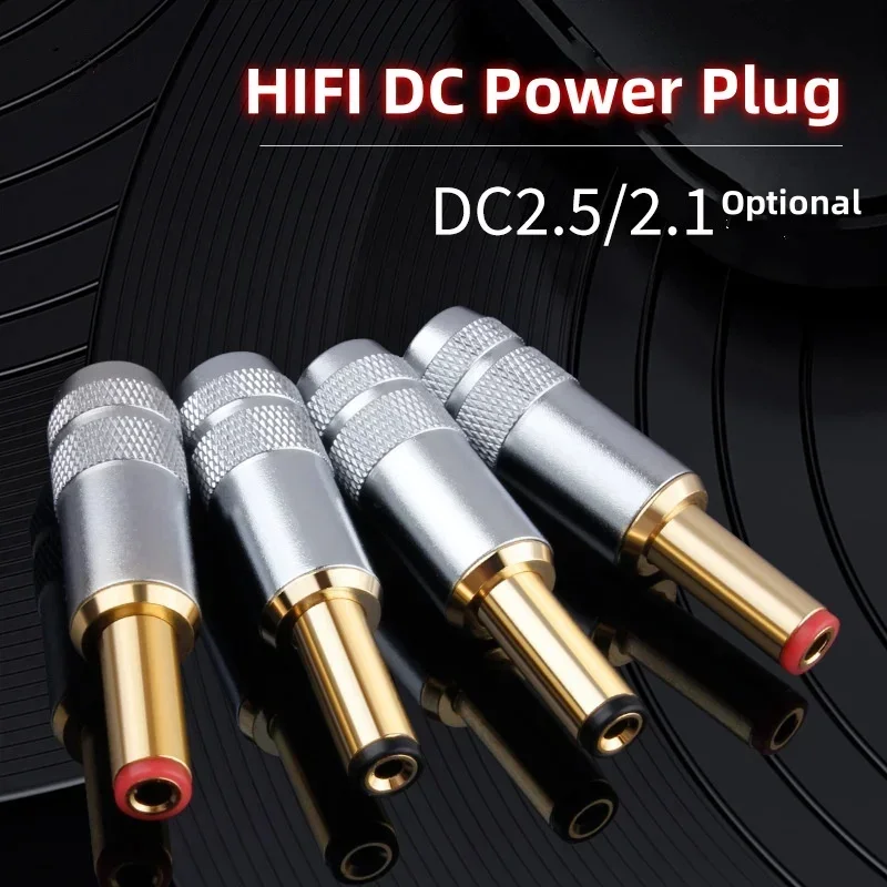 Power Connector 10A 5.5*2.1mm 5.5*2.5mm DC Plug Soldering Wire Charging Plugs DC Male Metal Black Red Alloy Shell Durable