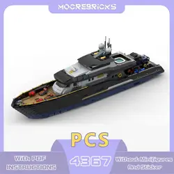 Collection Series Black Yacht Model MOC-185307 Luxury Super Ship Building Blocks Assembly Small Particle Bricks Kids Holiday Toy