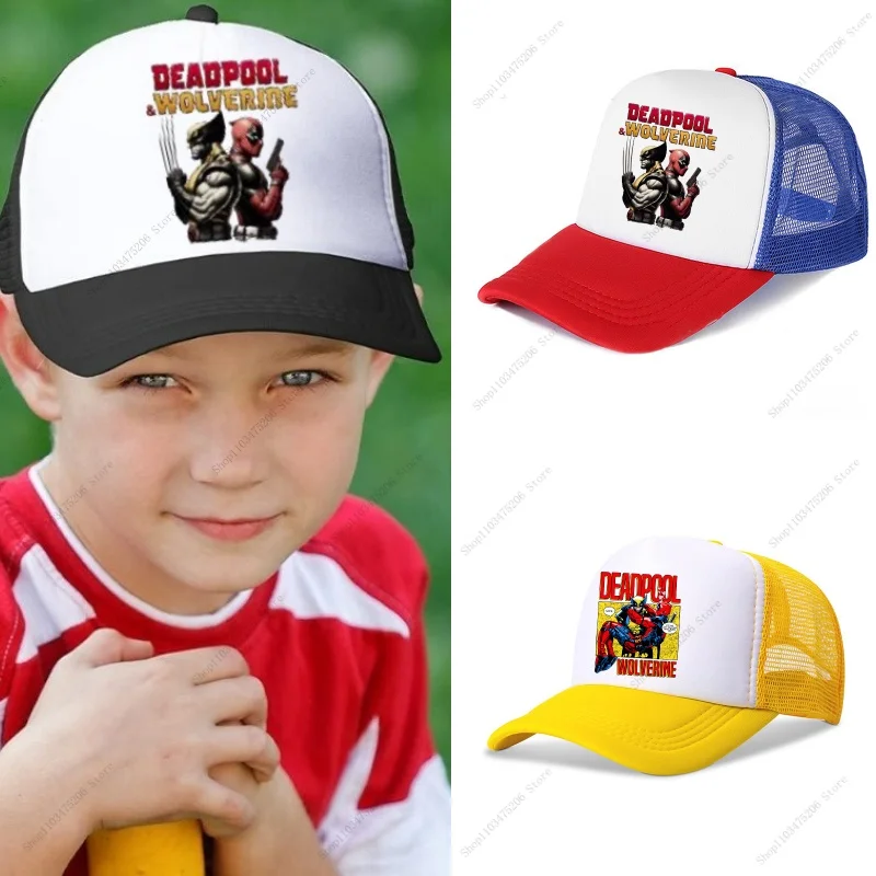 

Deadpool & Wolverine Baseball Caps Marvels Hats Shade Fashion Unisex Movie Character Print Adjustable Size Children's Cap Gifts