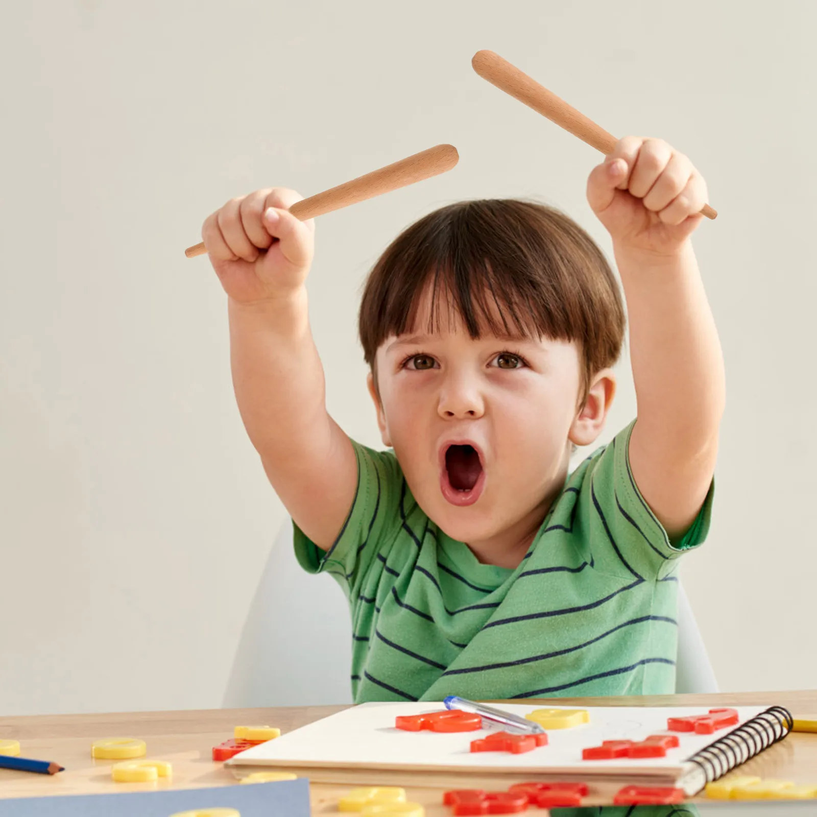

6pcs Wooden Musical Percussion Instruments Toddler Music Sticks Creativity Development Safe Rounded Edges Natural