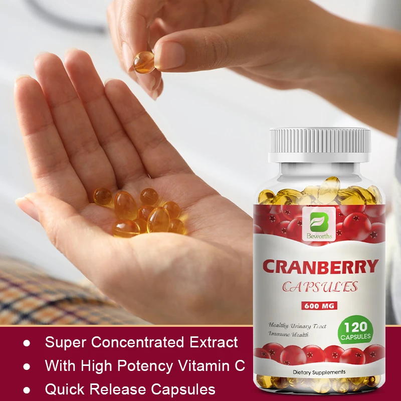BEWORTHS Cranberry Capsules Prostate and Urinary Tract Health Detoxifying Urinary Cleaning Relieve Urinary Tract Pain