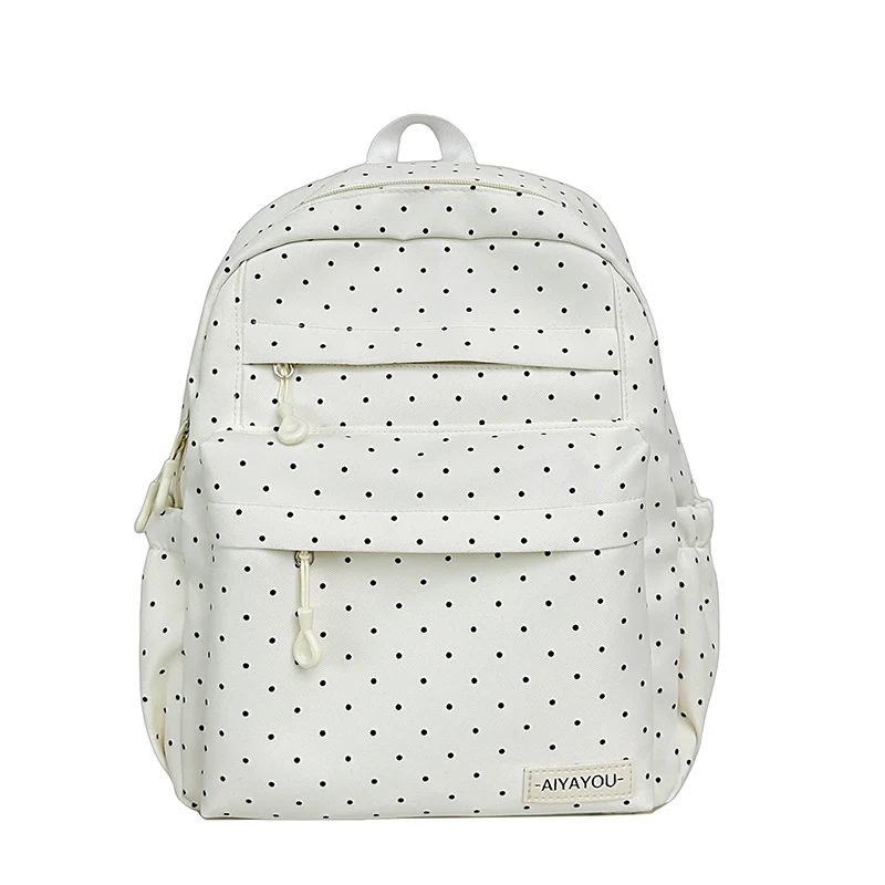 Cute Polka Dot Casual Daypack Large Capacity Lightweight Travel Daypack for Female Elementary & Middle