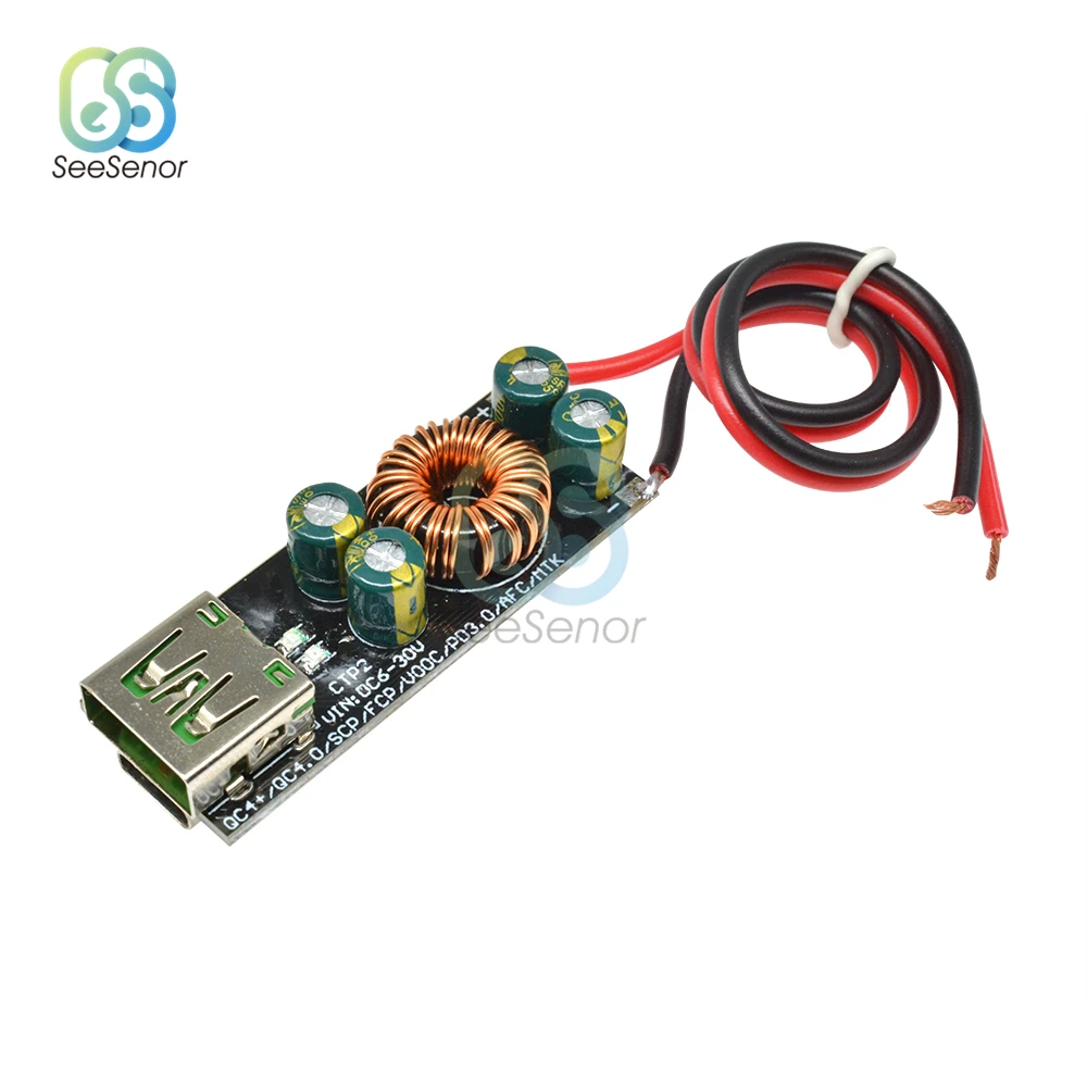 USB qc4.0 qc3.0 usb DC-DC-コンバーター,ステップダウンモジュール,6-32v 9v 12v 24v,急速充電回路基板