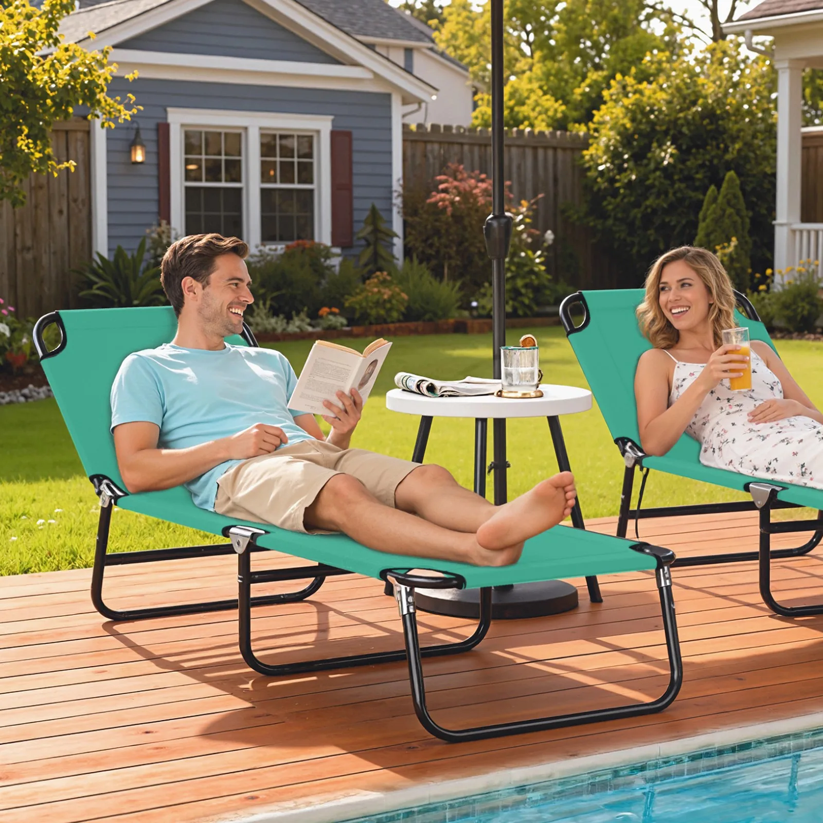 

Patio Foldable Chaise Lounge Chair Outdoor Camping Cot Sun Recliner Beach Pool