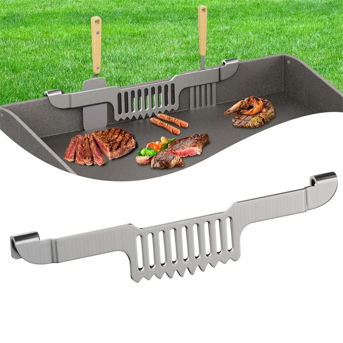 Grease Gate Spatula Holder for Griddle Grease Trap Grill Food Mesh Screen Block Rack Griddle Accessories for