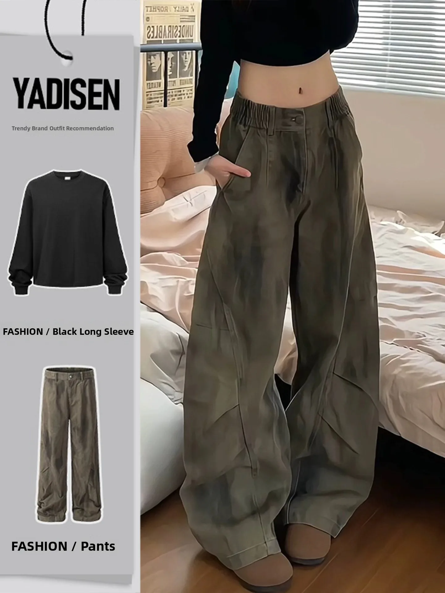 

American High Street A-Line Wide Leg Jeans Men's Autumn Waed Knife Denim Casual Pants Breathable Comfortable Faionable