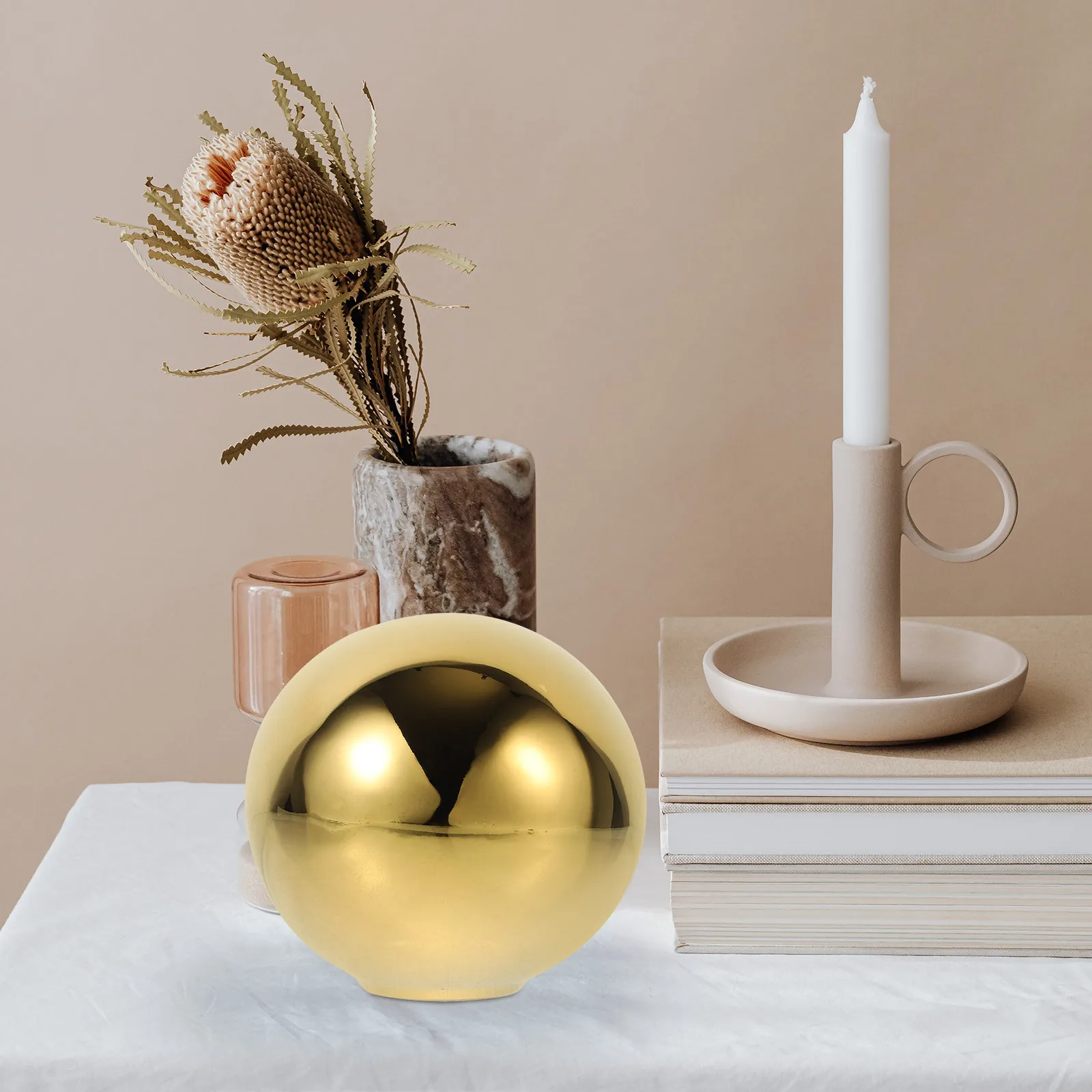 

Modern Ceramic Ball Decor Sculpture Accent Art Object for Home Study Room Bookshelf Tabletop Display Decoration