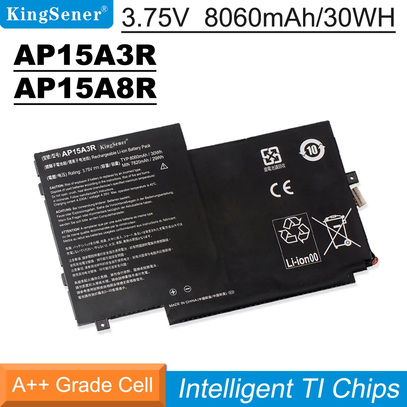 

KingSener AP15A3R AP15A8R Laptop Battery For Acer Aspire Switch 10E SW3-013P Series AP15A3R 3.75V 30WH 8000mAh