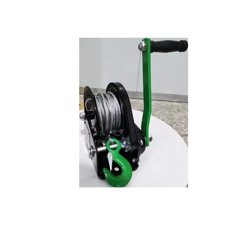 500kg Manual Hand Winch with 10m Wire Rope Self Locking Friction Brake Heavy Duty Lifting Tool Black Green Portable Gear