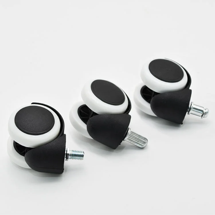 4PCS Office swivel chair wheels black and white wheels universal wheels PU silent computer chair wheels furniture accessories