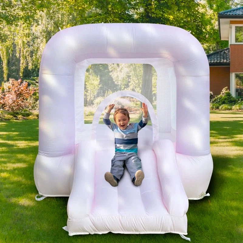 Maison de rebond rose avec souffleur, château gonflable avec toboggan pour fêtes intérieures/extérieures pour enfants/enfants en bas âge