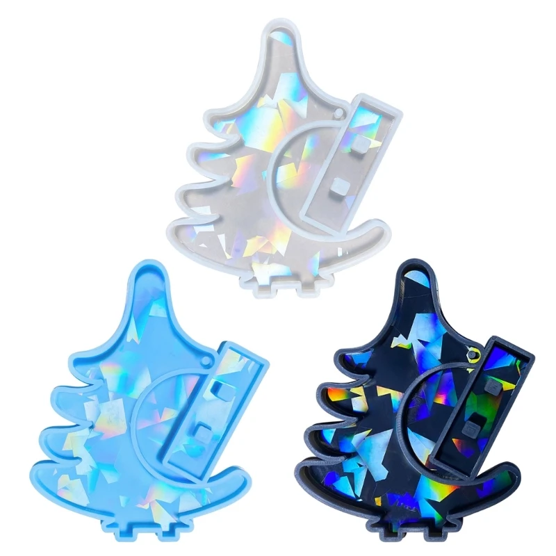 Holographic Christmas Tree Ornament Silicone Mold Epoxy Jewelry Mold Resin Casting Pendant Mold Suitable for Diy Crafts