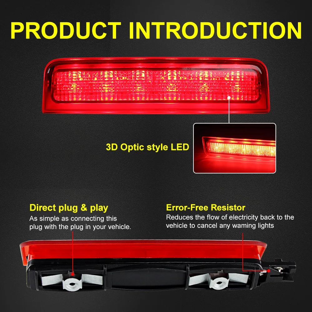 1piece Third Brake Light For VW Caddy 2004-2015 III Box Estate High Level Mount Additional Rear Tail Stop Signal Warning Lamp