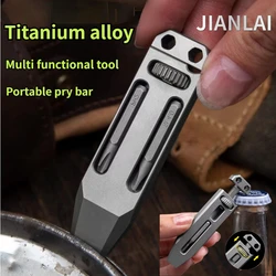 Titanium Alloy Mini EDC Wrench Multifunctional Pry Bar Bottle Opener Portable Keychain Pocket Tool  Accessory Screwdriver