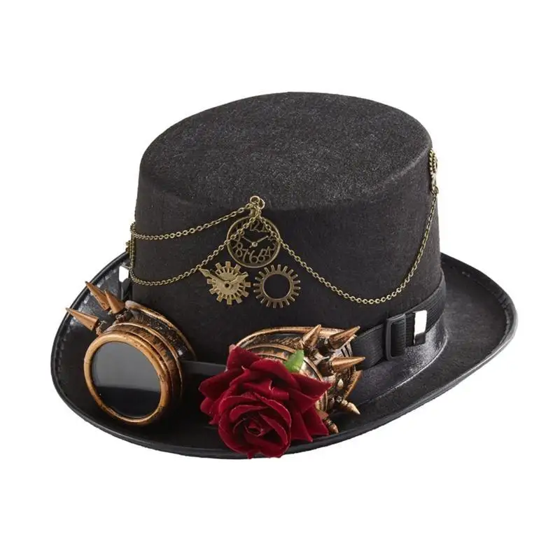 

Steampunk Top Hat For Men With Goggles Gay Hat Bowler Top Hat Gay Party Performance Costume Carnival Nightclub