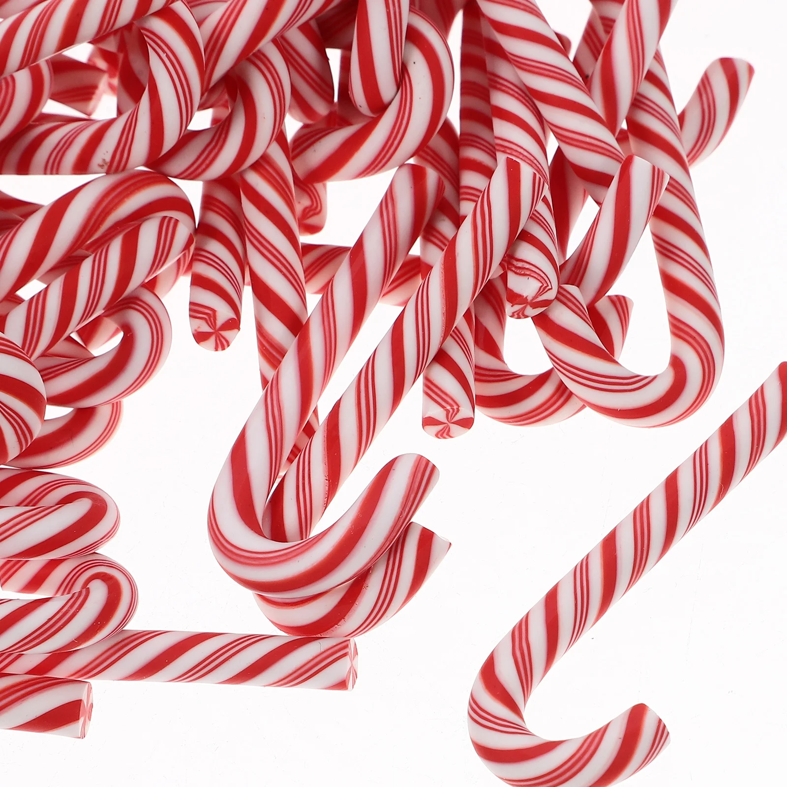 100 Pcs Christmas Peppermint Ornaments Simulated Polymer Clay Candy Cane Accessories DIY Charms