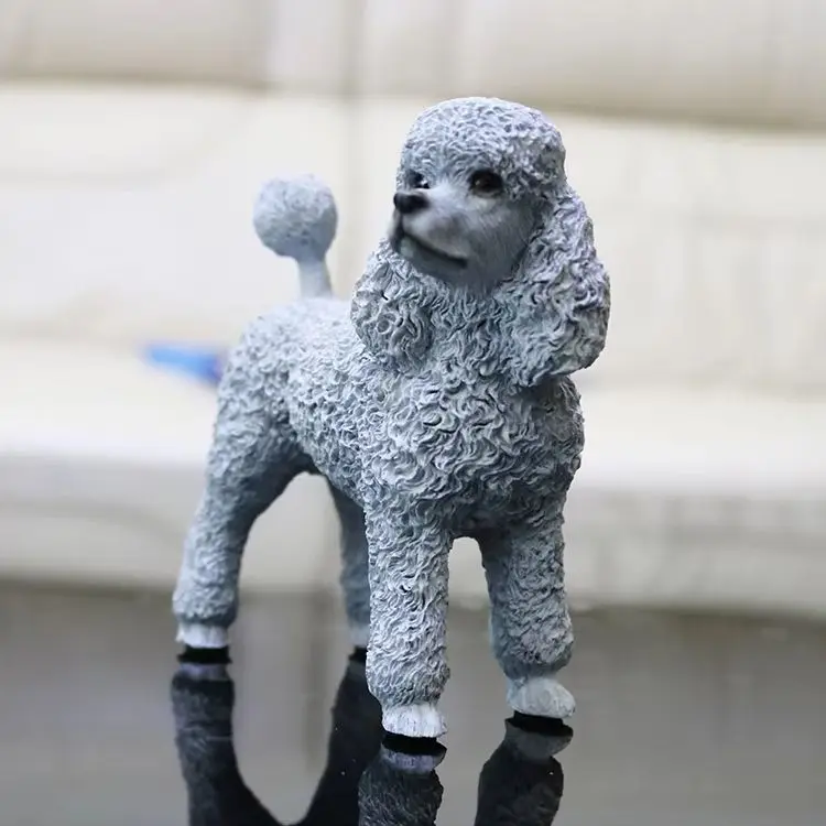 

Poodle Dog Animal Resin Model Action Figure Decoration Simulation Poodle Dog Pet Figurines Toys Christmas Kids Gift Doll