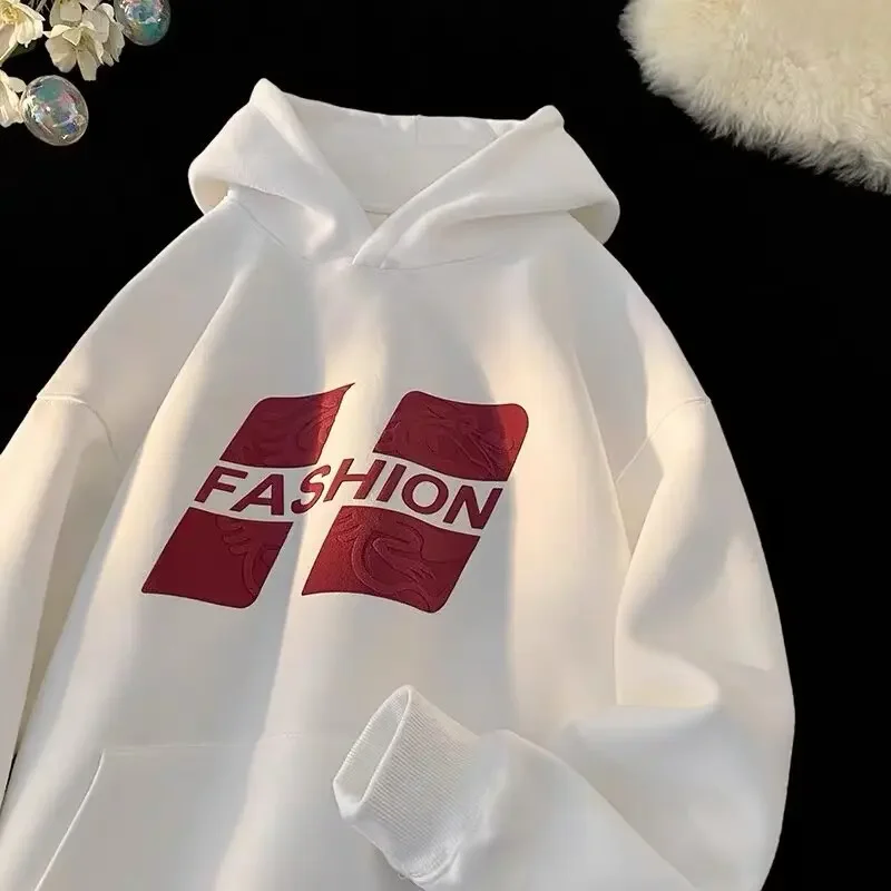 

Y2K Ретро Мужская толстовка с капюшоном Уличная мужская толстовка в стиле хип-хоп с принтом букв Теплый женский пуловер Осенняя модная толстовка с капюшоном для мужчин