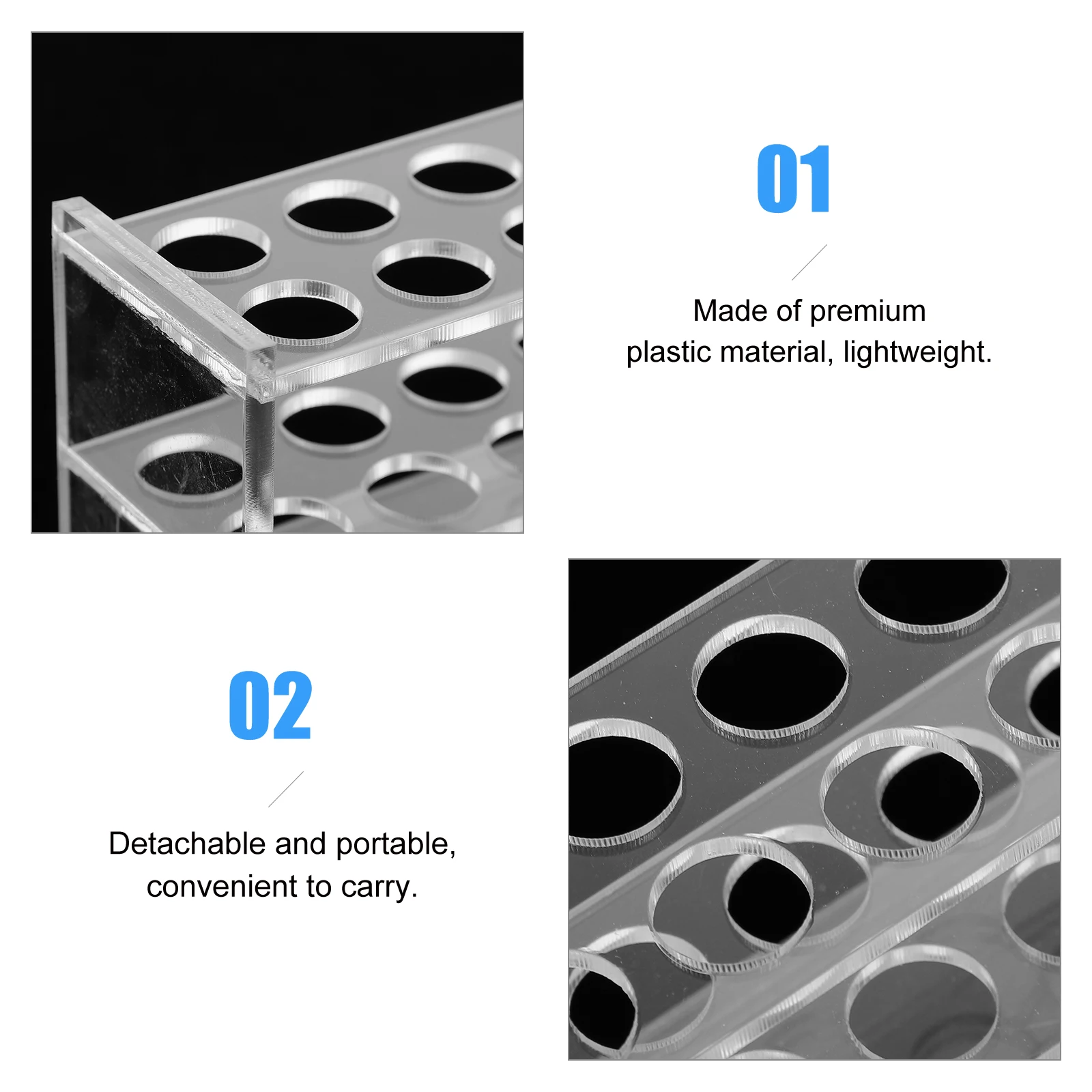 

Colorimetric Tube Rack Test Stand Laboratory Holder Tool Disposable Transparent