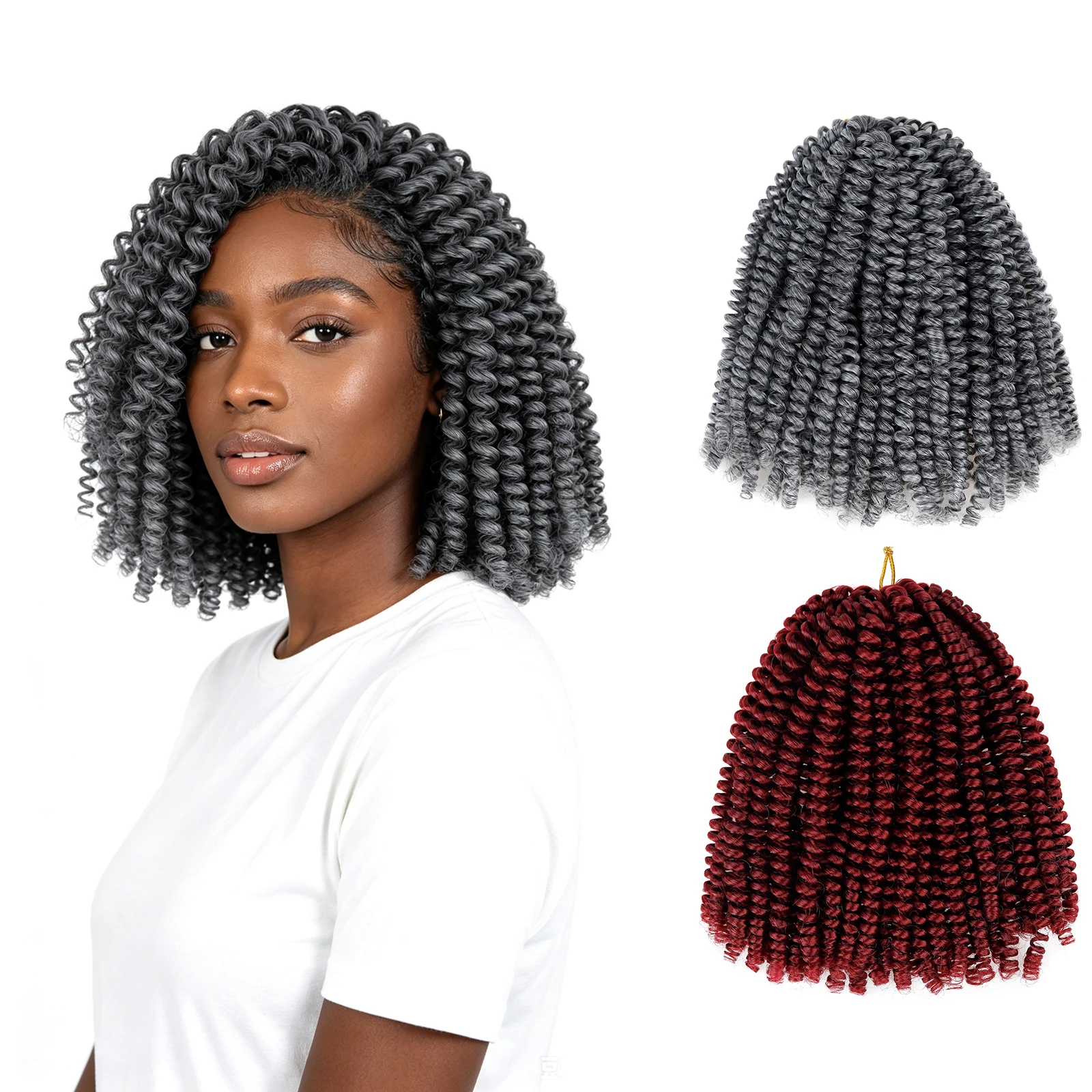 Short Small Spring Twist Braids Hair 8 Inch Spring Twist Crochet Hair Synthetic Bounce Curly Braiding Hair Extensions