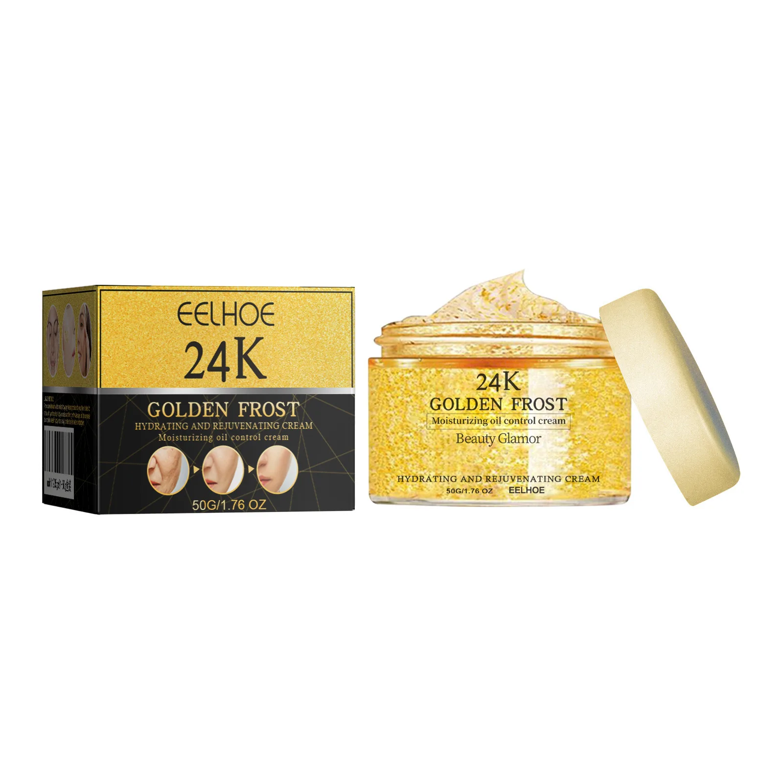 24k Gold Face Cream for Anti W-rinkles Neck Tightening Facial Contour Oil Control Lightening Melanin Nourishing Skin Care Cream