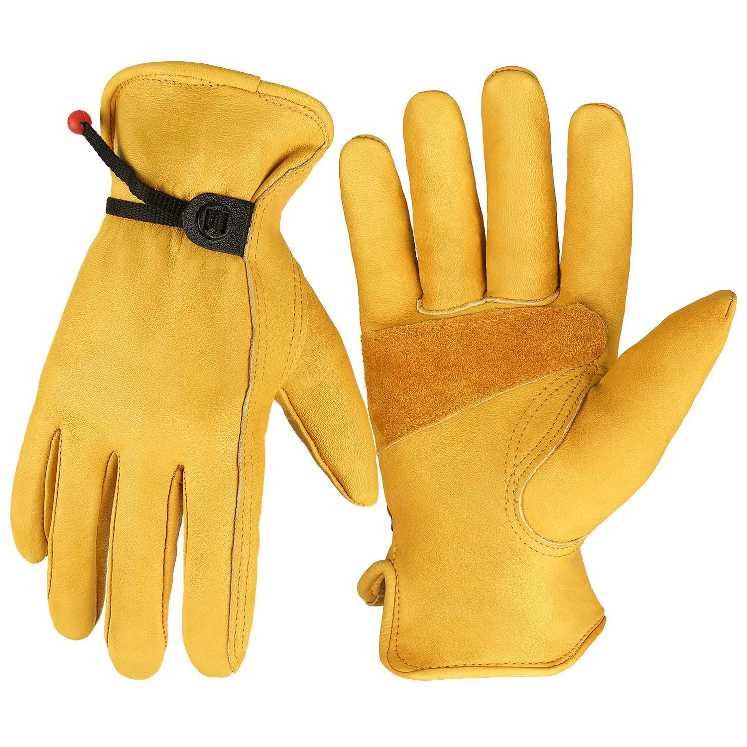 

1 Pair Work Gloves Men's Leather Motorcycle Driver Cycling Outdoor Sports Racing Security Protection Safety Yellow Riding Gloves