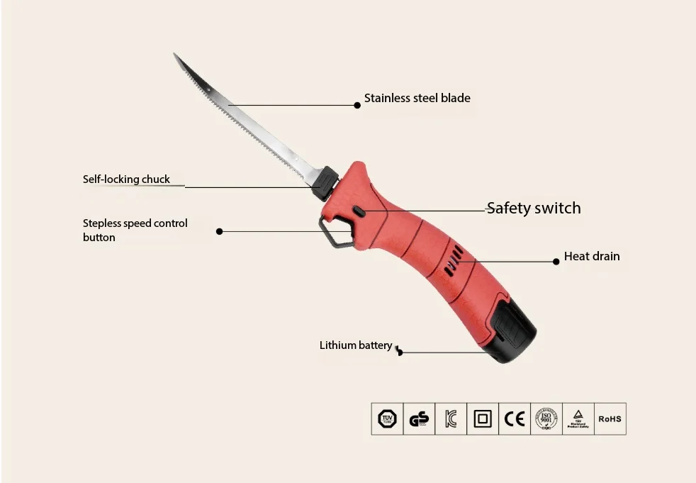 Outdoor electric fish knife, kitchen lithium-ion bread knife, fish belly knife